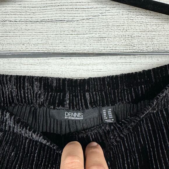 Dennis By Dennis Basso Plus Size Black Textured Velvet Wide Leg Pants Size 2X - Picture 4 of 8